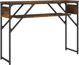 vidaXL - Wandtafel - met - schap - 105x30x75 - cm - bewerkt - hout - gerookt - eiken