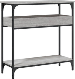 vidaXL - Wandtafel - met - schap - 75x29x75 - cm - bewerkt - hout - grijs - sonoma - eiken