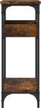 vidaXL - Wandtafel - met - schap - 75x29x75 - cm - bewerkt - hout - gerookt - eikenkleur