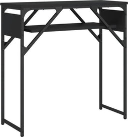 vidaXL - Wandtafel - met - schap - 75x30x75 - cm - bewerkt - hout - zwart