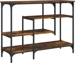 vidaXL - Wandtafel - met - schappen - 100x35x75 - cm - gerookt - eikenkleurig