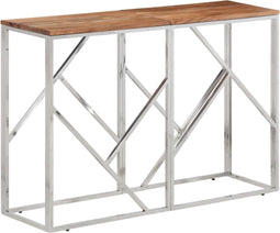 vidaXL - Wandtafel - roestvrij - staal - en - massief - acaciahout - zilverkleurig