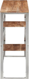 vidaXL - Wandtafel - roestvrij - staal - en - massief - acaciahout - zilverkleurig