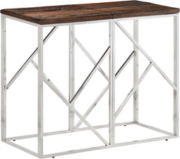 vidaXL - Wandtafel - roestvrij - staal - en - massief - bielshout - zilverkleurig