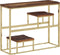 vidaXL - Wandtafel - roestvrij - staal - en - massief - bielshout - goudkleurig