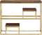 vidaXL - Wandtafel - roestvrij - staal - en - massief - bielshout - goudkleurig