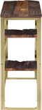 vidaXL - Wandtafel - roestvrij - staal - en - massief - bielshout - goudkleurig
