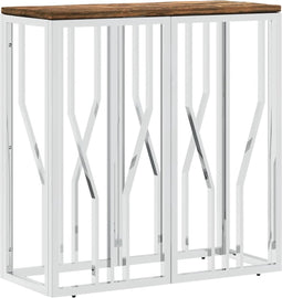 vidaXL - Wandtafel - roestvrij - staal - en - massief - gerecycled - hout - zilver