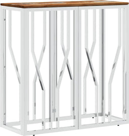vidaXL - Wandtafel - roestvrij - staal - en - massief - gerecycled - hout - zilver