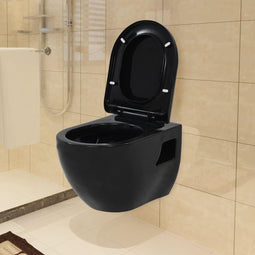 vidaXL - Wandtoilet - keramiek - zwart