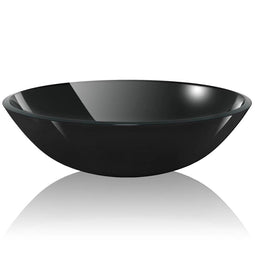 vidaXL - Wasbak - gehard - glas - 42 - cm - zwart