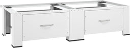 vidaXL - Wasmachine- - en - drogerverhoger - dubbel - met - lades - wit
