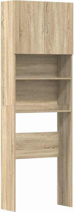 vidaXL - Wasmachinekast - 64x24x190 - cm - bewerkt - hout - en - sonoma - eikenkleurig