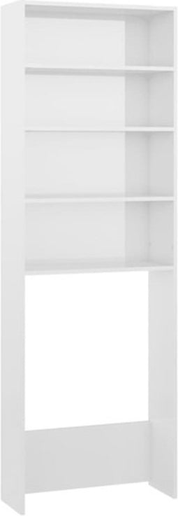 vidaXL - Wasmachinekast - 64x24x190 - cm - hoogglans - wit