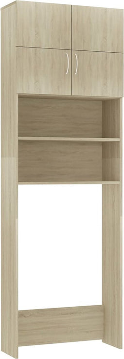 vidaXL - Wasmachinekast - 64x25,5x190 - cm - bewerkt - hout - sonoma - eikenkleurig