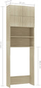 vidaXL - Wasmachinekast - 64x25,5x190 - cm - bewerkt - hout - sonoma - eikenkleurig