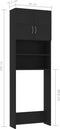 vidaXL - Wasmachinekast - 64x25,5x190 - cm - bewerkt - hout - zwart