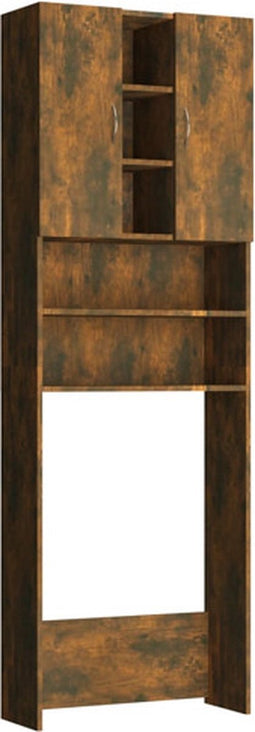vidaXL - Wasmachinekast - 64x25,5x190 - cm - gerookt - eikenkleurig