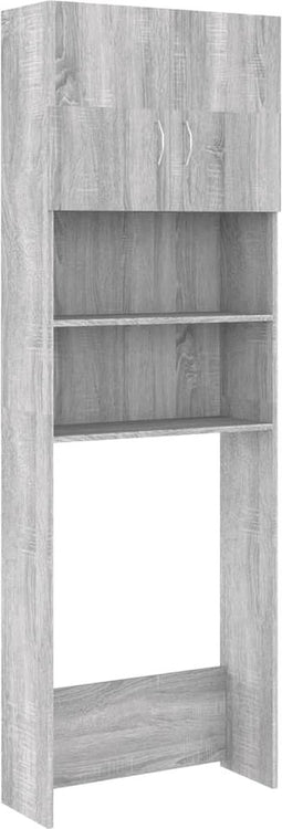 vidaXL - Wasmachinekast - 64x25,5x190 - cm - grijs - sonoma - eikenkleurig