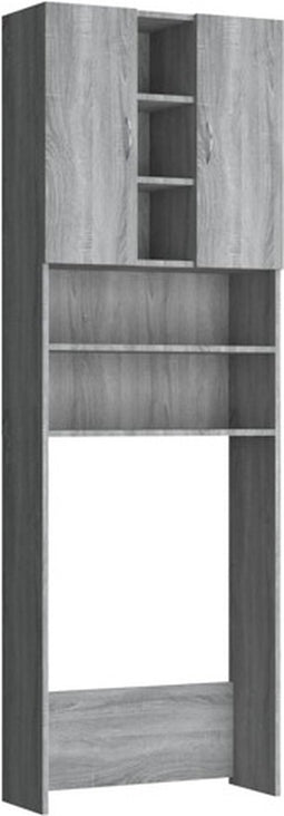 vidaXL - Wasmachinekast - 64x25,5x190 - cm - grijs - sonoma - eikenkleurig