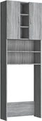 vidaXL - Wasmachinekast - 64x25,5x190 - cm - grijs - sonoma - eikenkleurig