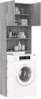 vidaXL - Wasmachinekast - 64x25,5x190 - cm - grijs - sonoma - eikenkleurig