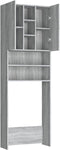 vidaXL - Wasmachinekast - 64x25,5x190 - cm - grijs - sonoma - eikenkleurig