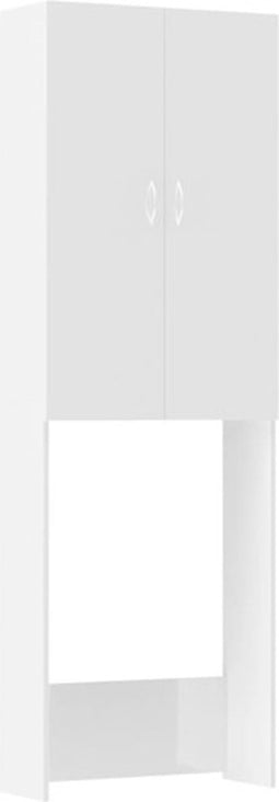 vidaXL - Wasmachinekast - 64x25,5x190 - cm - hoogglans - wit