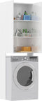 vidaXL - Wasmachinekast - 64x25,5x190 - cm - hoogglans - wit