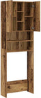 vidaXL - Wasmachinekast - 64x25,5x190 - cm - oud - houtkleurig