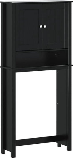 vidaXL - Wasmachinekast - BERG - 76x27x164,5 - cm - massief - hout - zwart