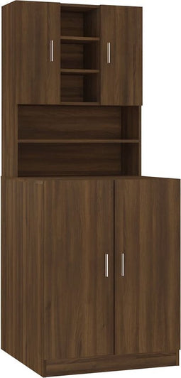 vidaXL - Wasmachinekast - bewerkt - hout - bruin - eikenkleur