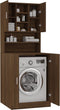 vidaXL - Wasmachinekast - bewerkt - hout - bruin - eikenkleur