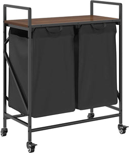 vidaXL - Wasmand - 2 - vakken - met - planken - bruin - eikenkleurig