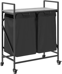 vidaXL - Wasmand - 2 - vakken - met - planken - grijs - sonoma - eiken