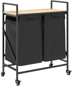vidaXL - Wasmand - 2 - vakken - met - planken - sonoma - eikenkleurig