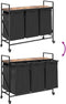 vidaXL - Wasmand - 3 - vakken - met - planken - gerookt - eikenkleurig