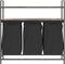 vidaXL - Wasmand - 3 - vakken - met - planken - gerookt - eikenkleurig