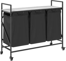 vidaXL - Wasmand - 3 - vakken - met - planken - grijs - sonoma - eiken
