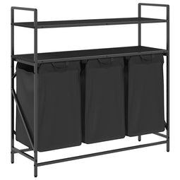 vidaXL - Wasmand - 3 - vakken - met - planken - zwart - eikenkleurig