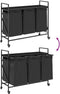vidaXL - Wasmand - 3 - vakken - met - planken - zwart - eikenkleurig