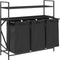 vidaXL - Wasmand - 3 - vakken - met - planken - zwart - eikenkleurig