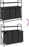 vidaXL - Wasmand - 3 - vakken - met - planken - zwart - eikenkleurig