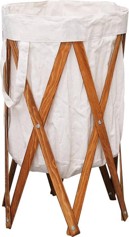 vidaXL - Wasmand - inklapbaar - hout - en - stof - crème