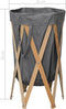 vidaXL - Wasmand - inklapbaar - hout - en - stof - grijs