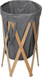 vidaXL - Wasmand - inklapbaar - hout - en - stof - grijs