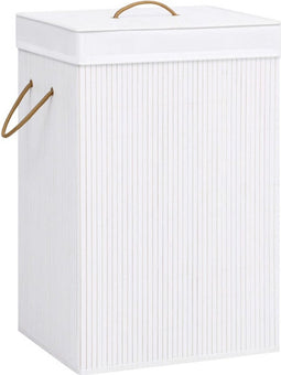 vidaXL - Wasmand - met - 1 - vak - bamboe - wit