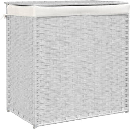 vidaXL - Wasmand - met - 2 - vakken - 53x35x57 - cm - poly - rattan - wit