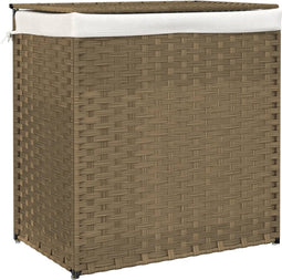 vidaXL - Wasmand - met - 2 - vakken - 53x35x57 - cm - poly - rattan