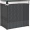 vidaXL - Wasmand - met - 2 - vakken - 53x35x57 - cm - poly - rattan - grijs
